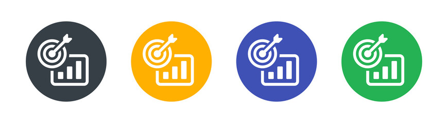 Fototapete - Market target icon. Target with data chart icon vector illustration.