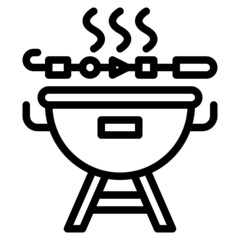 Canvas Print - barbecue line icon