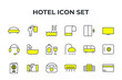 © muhamad - hotel set icon, isolated hotel set sign icon, vector illustration
