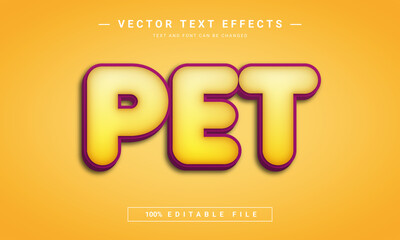 Pet 3d editable text style effect template 