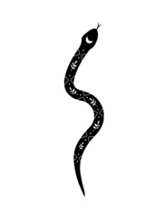 Wall Mural - Magic snake in boho style with moon. Mystical symbol in a trendy minimalist style. Esoteric vector illustration.