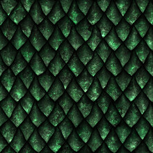 Seamless Texture Of Dragon Scales With Green Grunge Pattern, Reptile Skin, 3d Illustration