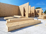 Fototapeta Miasta - Construction of new and modern prefabricated modular house
