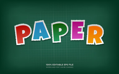 Fototapete - Paper Cut editable text style effect