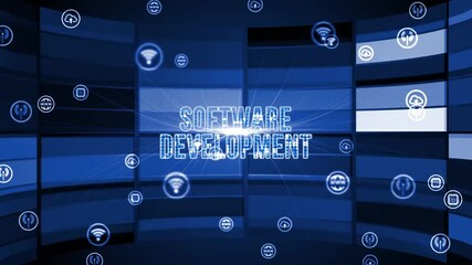 Internet, business, Technology and network concept. Inscription Software Development on the virtual display.