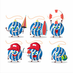 Sticker - Happy Face christmas lights blue cartoon character playing on a beach