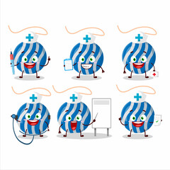 Wall Mural - Doctor profession emoticon with christmas lights blue cartoon character