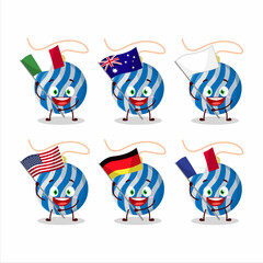 Wall Mural - Christmas lights blue cartoon character bring the flags of various countries