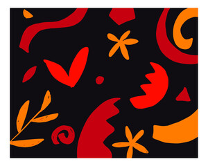Poster - the abstract pattern background in vector graphic. random shapes and objects illustration on black. 
