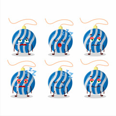 Sticker - Cartoon character of christmas lights blue with sleepy expression