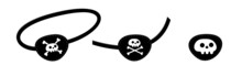 Pirate Eye Patch Icon Sign Flat Style Design Vector Illustration Isolated On White Background. Black Eye Patch With Skull And Bones Symbols.