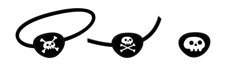 pirate eye patch icon sign flat style design vector illustration isolated on white background. black