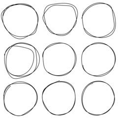 Poster - set of sketches of the circle lines the ring for drawing manually. Art design Round circular doodle doodle