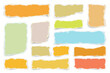 © 32 pixels - Ripped colorful paper strips. Realistic crumpled paper scraps with torn edges. Shreds of notebook pages. Vector illustration.