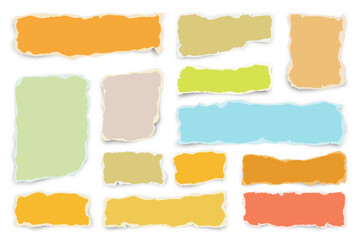 ripped colorful paper strips. realistic crumpled paper scraps with torn edges. shreds of notebook pa
