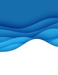 Wall Mural - abstract background in paper cut style. 3d wallpaper with cut out deep waves modern cover. blue colo