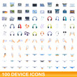 © nsit0108 - 100 device icons set. Cartoon illustration of 100 device icons vector set isolated on white background