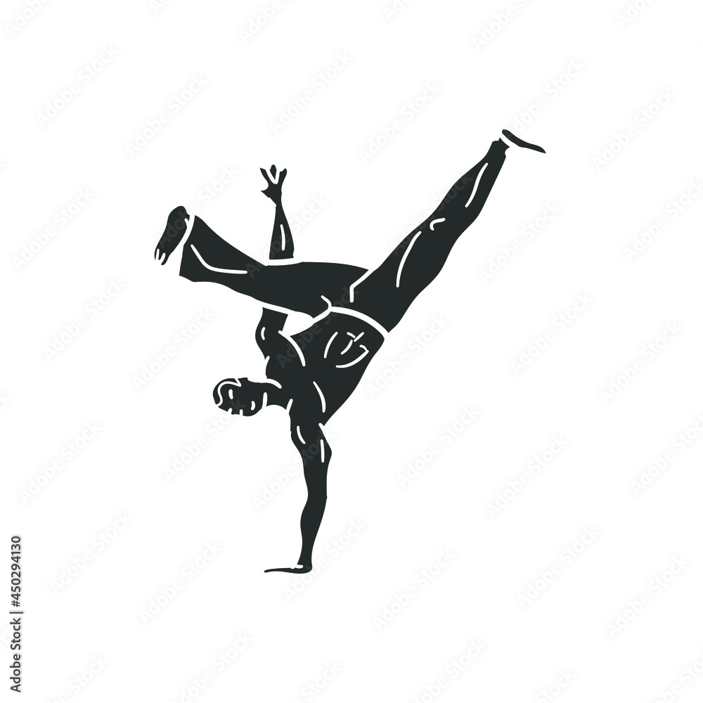 Capoeira Icon Silhouette Illustration. Dance And Sport Brazilian Vector ...