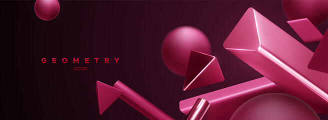 Poster - geometric magenta shapes backdrop. abstract elegant background
