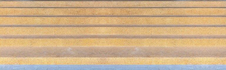 Panorama of Brown granite stairs inside a modern luxury hotel