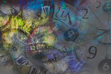 Wall Mural - numerological background with numbers and time