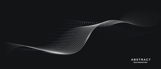 dark abstract background with flowing particles. digital future technology concept. vector illustrat