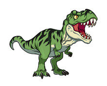 Green T Rex Dinosaur Dino Cool T-rex Style 2D Chibi Illustration Raptor Art For Sport Logo, Tshirt Design, Printing And Esport Team Mascot.