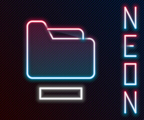 Aufkleber - Glowing neon line Document folder icon isolated on black background. Accounting binder symbol. Bookkeeping management. Colorful outline concept. Vector