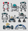 Different robots on transparent background