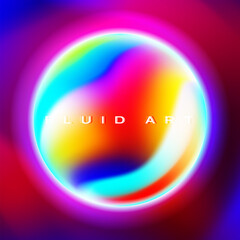 Poster - fluid art abstract shape. shimmers colorful ball. multicolor background. amazing vector object.