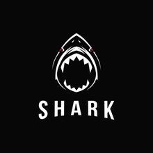 Aggressive Powerful Shark Logo Icon Vector Template On Black Background