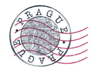 Canvas Print - Prague, Czechia Stamp Map Postal. Silhouette Seal Roads and Streets. Passport Round Design. Vector Icon. Design Retro Travel National Symbol.