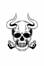 Demon Skull With Padlock Vector Illustration
