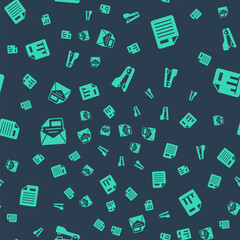 Poster - Set Stapler, File document, Mail and e-mail and Document with graph chart on seamless pattern. Vector