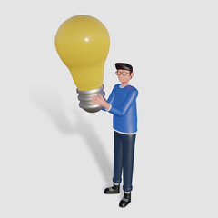 Poster - 3d creative idea character illustration for landing page