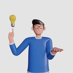 Poster - 3d creative idea character illustration for landing page