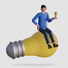 Poster - 3d creative idea character illustration for landing page