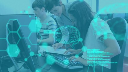 Poster - Animation of data processing over group of students using computers