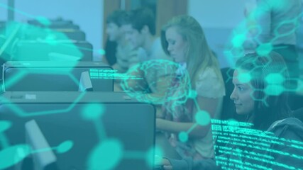 Poster - Animation of data processing over group of students using computers