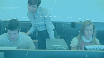 Poster - Animation of shapes moving over group of students using computers