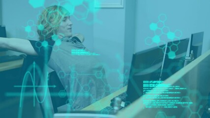 Poster - Animation of data processing over male student using computer