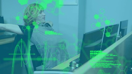Poster - Animation of data processing over male student using computer