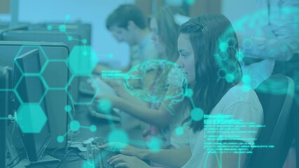 Poster - Animation of data processing over group of students using computers