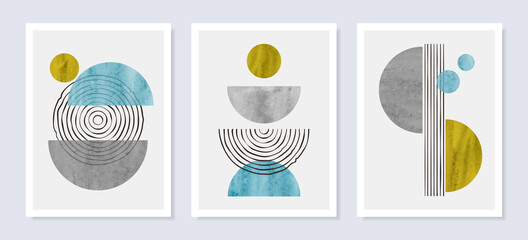 Wall Mural - Minimal abstract wall art vector set. Trendy posters, mid century modern design.