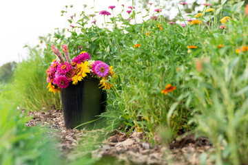 Wall Mural - a bucket of fresh picked flowers