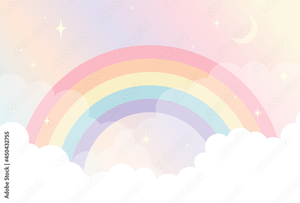vector background with a rainbow in the sky for banners, cards, flyers ...
