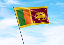 Sri Lanka Flag Flying High In The Sky. February 04 Sri Lanka Independence Day World National Flag Collection