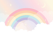 Vector Background With A Rainbow In The Sky For Banners, Cards, Flyers, Social Media Wallpapers, Etc.