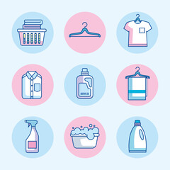 Canvas Print - icons of laundry service