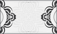 White Banner Template Of Gorgeous Vector Patterns With Mandala Ornaments And Place For Your Text. Print-ready Invitation Design With Mandala Ornament.